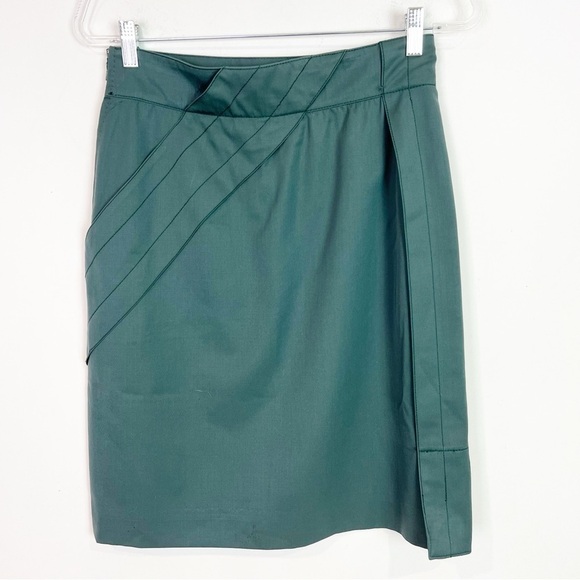 GIANNI VERSACE MADE IN ITALY TEAL GREEN PENCIL WOOL SKIRT WOMENS SZ 42/MEDIUM/6 - Picture 1 of 5